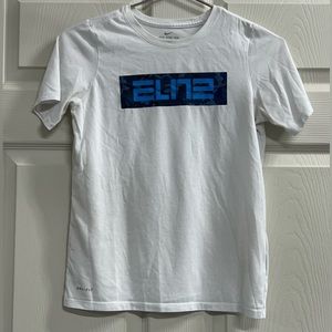 Nike Girls White Dri-Fit ELITE Logo Short Sleeve T Shirt - Medium - GUC
